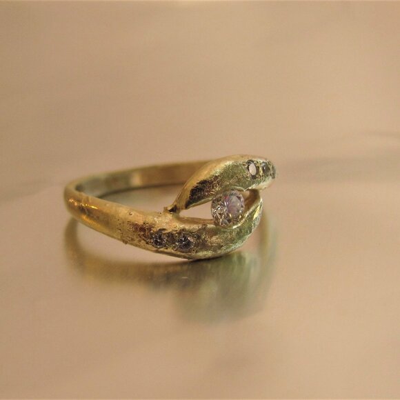 Engagement ring. 14K solid Yellow gold ring set with 0.25ct Diamonds. UNIQUE - Picture 2 of 9
